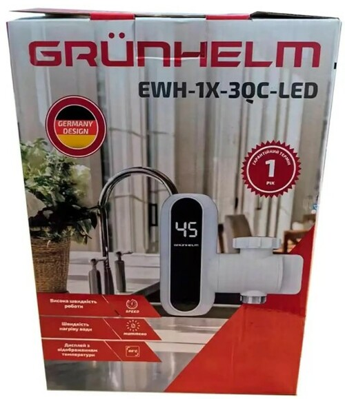 Электронагреватель проточной воды Grunhelm EWH-1X-3QC-LED (134547) изображение 3