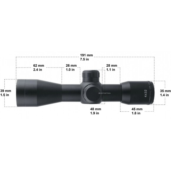 Приціл оптичний Vector Optics B1 4x32C, SFP R14, 25.4 мм (OPSL25) фото 2