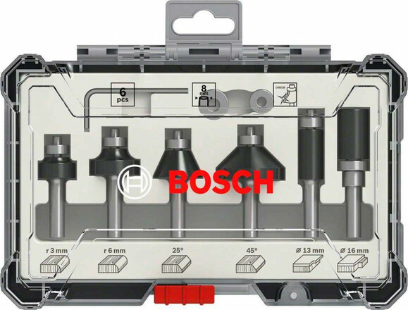 Набір кромок фрез Bosch з хвостовиком 8 мм, 6 шт. (2607017469) фото 2