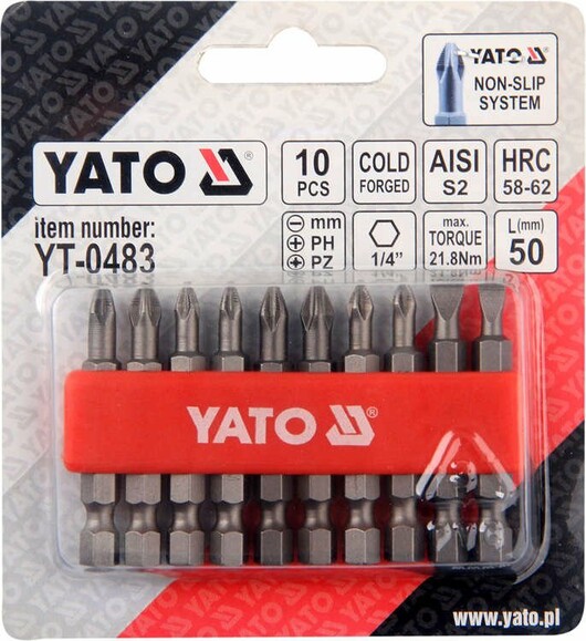 Набор насадок отверточных YATO 50 мм YT-0483 изображение 2