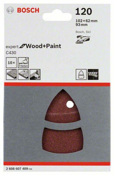 Шліфлист Bosch Expert for Wood and Paint C430, K120, 102x62.93 мм (2608607409) фото 2