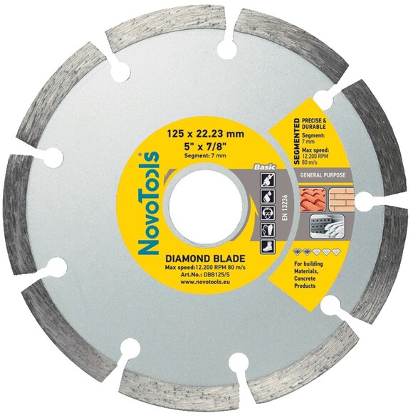 Алмазний диск NovoTools Basic 125х7х22.23 мм (DBB125/S)