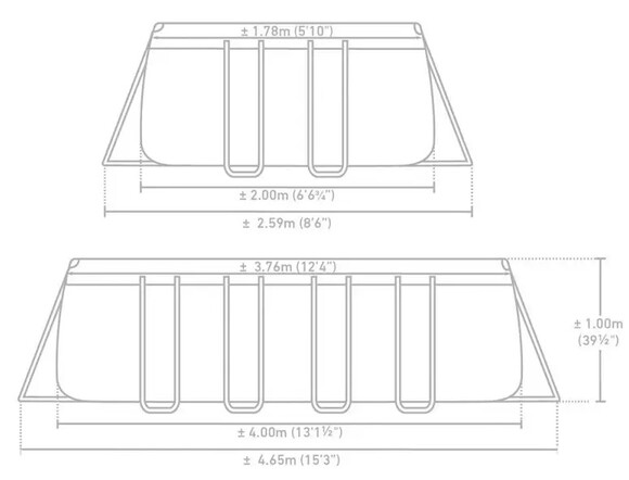 Каркасний прямокутний басейн INTEX, 400х200х100 см, картриджний фільтр-насос 2006 л/год, драбина (26780) фото 9