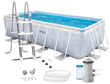 Каркасный прямоугольный бассейн INTEX, 400х200х100 см, картриджный фильтр-насос 2006 л/ч, лестница (26780)