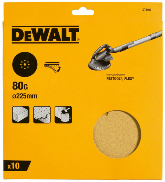 Шліфшкіра самоклеюча DeWALT, d=225 мм, зерно 80, до ексцентрикових шліфувальних машин (DT3169) фото 4