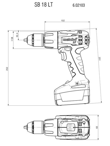 Аккумуляторный ударный шуруповерт Metabo SB 18 LT LiHD 2x4.0 Ah (602103800) изображение 2