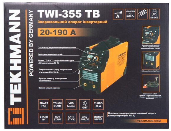 Зварювальний апарат Tekhmann TWI-355 TB (847861) фото 8