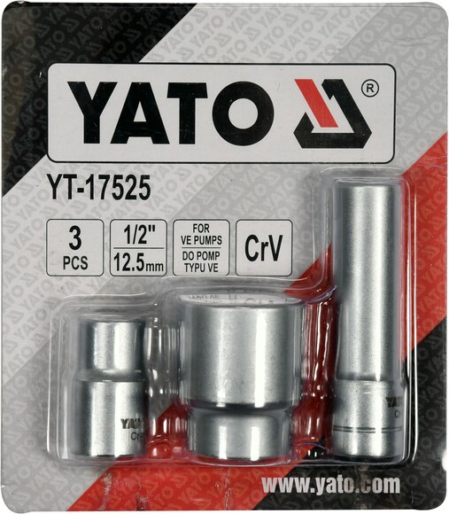 Головки торцевые для обслуживания инжекторных помп Yato (YT-17525) 3 шт изображение 2