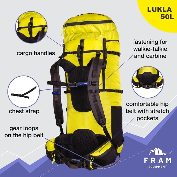 Рюкзак Fram Equipment Lukla 50L L (лимонний) (id_6702) фото 10