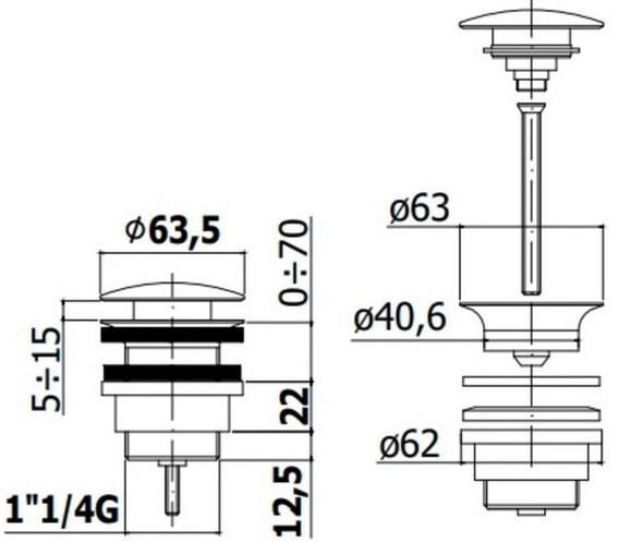 Донный клапан для раковины Paffoni (ZSCA050CR) изображение 2