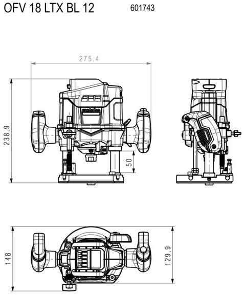 Аккумуляторный фрезер Metabo OFV 18 LTX BL 12 (601743840) (без АКБ и ЗУ) изображение 2