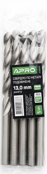Свердло по металу APRO Р6М5 подовжене 13.0 мм (812019) фото 3