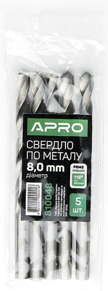 Сверло по металлу APRO P6M5 8.0 мм (810048)  изображение 2