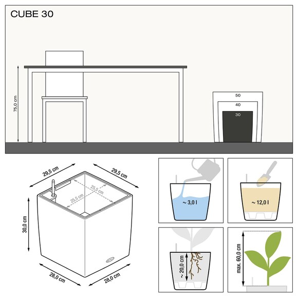 Вазон Lechuza Cube Premium 30 (белый) (16460) изображение 6