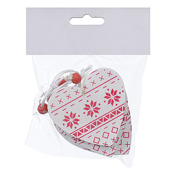 Набір ялинкових іграшок Jumi Серце 6.5 см, 4 шт. (білий/червоний) (5900410376021) фото 2
