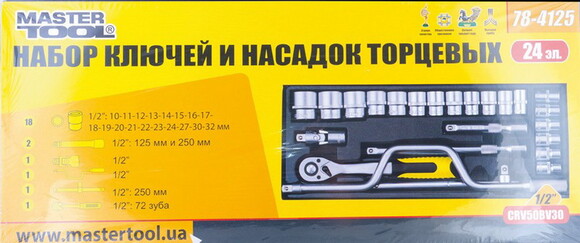 Набор насадок торцевых MASTERTOOL PROFI 1/2", 10-32 мм, 24 шт (78-4125) изображение 2