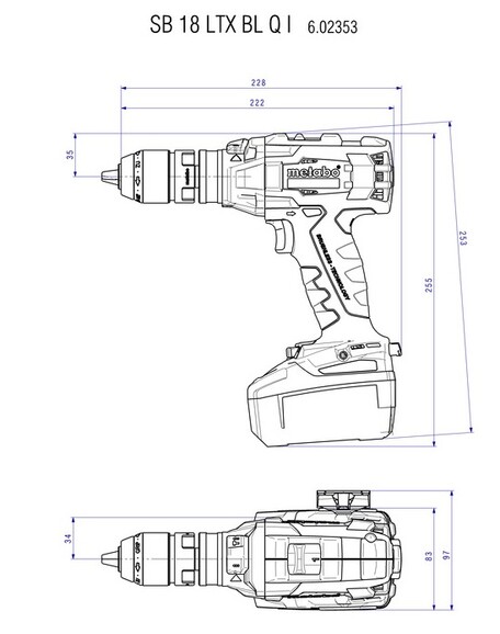 Аккумуляторный ударный шуруповерт Metabo SB 18 LTX BL Q I LiHD 2x4.0 Ah (602353800) изображение 3