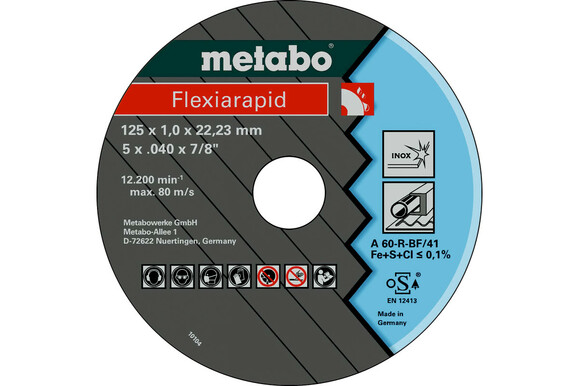Отрезной круг Metabo Flexiarapid Inox 125X1,0 мм, 10 шт. (616099000)