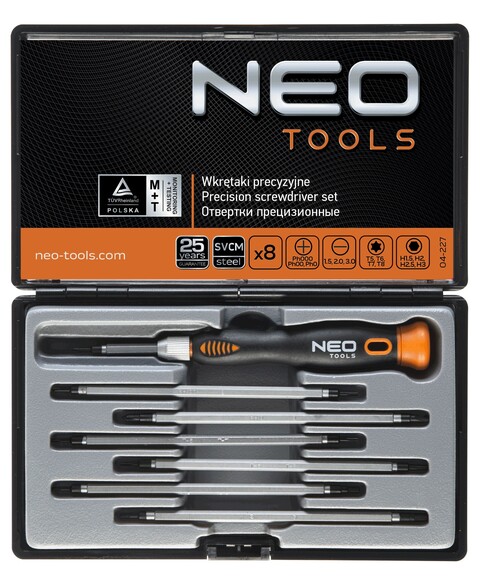 Викрутка прецизійна, набір 8 шт. Neo Tools (04-227) фото 2
