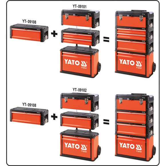 Ящик-секція для інструментів YATO з шуфлядой 495х252х180 мм (YT-09108) фото 3
