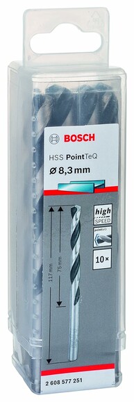 Сверло по металлу Bosch PointTeQ HSS 8.3х117 мм, 10 шт. (2608577251) изображение 2
