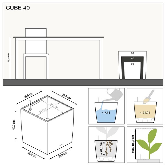Вазон Lechuza Cube Premium 40 (белый) (16360) изображение 3
