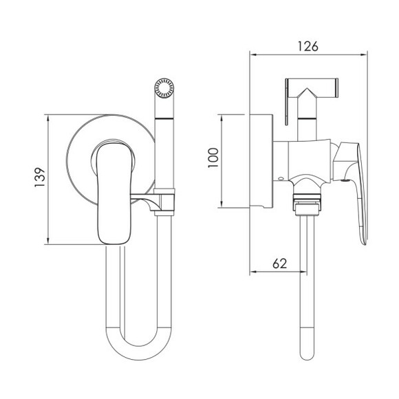 Набор 2 в 1: смеситель для биде и гигиенический душ IMPRESE Loket, скрытый монтаж, хром, 35 мм (VR30230B-BT) изображение 4