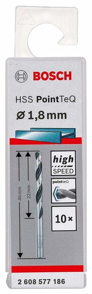 Сверло по металлу Bosch PointTeQ HSS 1.8х46 мм, 10 шт. (2608577186) изображение 2