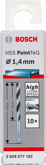 Сверло по металлу Bosch PointTeQ HSS 1.4х40 мм, 10 шт. (2608577182) изображение 2