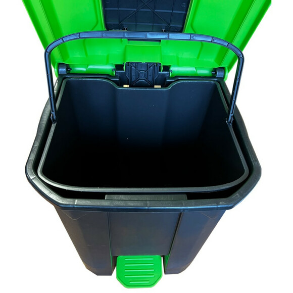 Мусорный бак PLANET 50 л, с педалью, черно-зеленый изображение 5