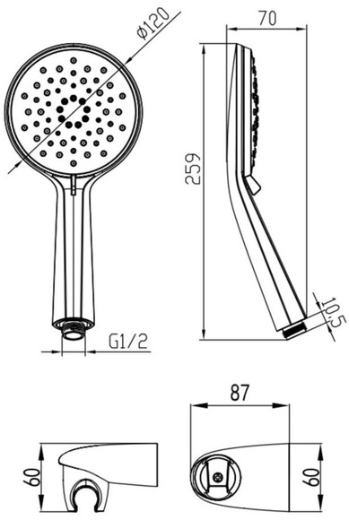 Ручной душ Devit Acqua с настенным держателем (851155B/851140В) изображение 2