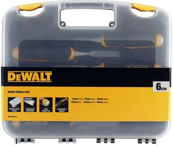 Набор стамесок DeWALT, 6 шт в пластиковом кейсе (DWHT16852-9) изображение 3