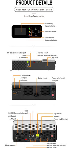 Автономний сонячний інвертор Must 3000W (PV18-3024PRO) фото 2