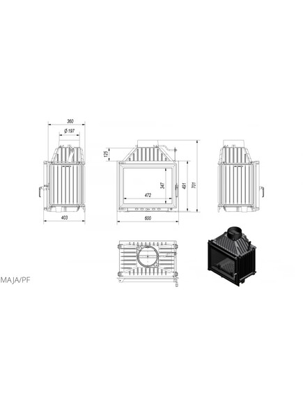 Каминная топка Kratki MAJA 12 (MAJA/PF) изображение 3