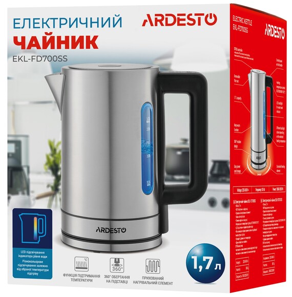 Електрочайник Ardesto Steel Collection EKL-FD700SS фото 6