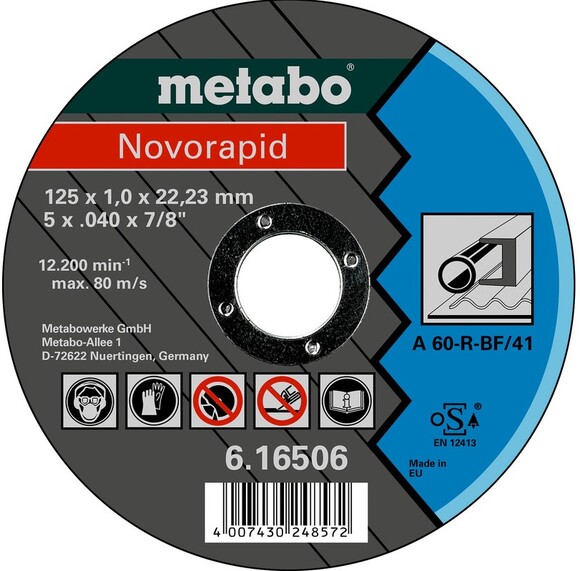 Диск отрезной Metabo Novorapid 125x1,0х22,2 мм A60-R (616506000)