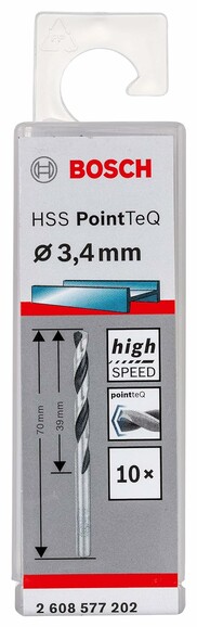 Свердло по металу Bosch PointTeQ HSS 3.4х70 мм, 10 шт. (2608577202) фото 2