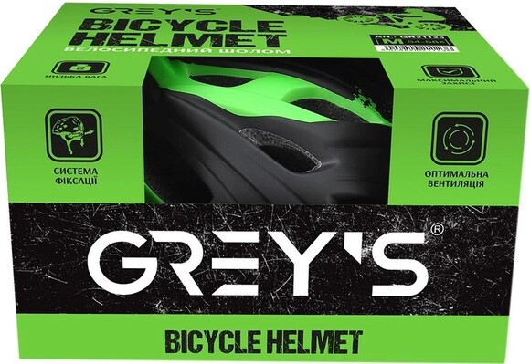 Велосипедный шлем Grey's, М, черно-зеленый, матовый (GR21123) изображение 2