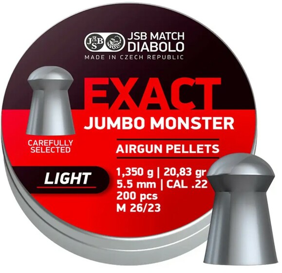 Кулі пневматичні JSB Jumbo Monster Light, калібр 5.5 мм, 200 шт (1453.06.13)
