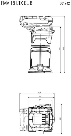 Аккумуляторный кромочный фрезер Metabo FMV 18 LTX BL 8 (601742850) (без АКБ и ЗУ) изображение 4