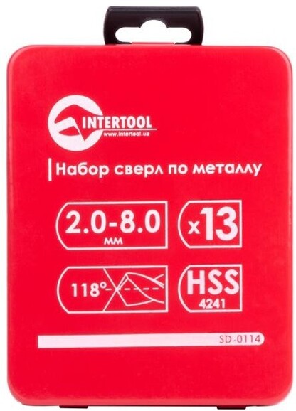 Набір свердел по металу Intertool HSS 13 шт (2.0-8.0) полірована сталь (SD-0114) фото 2