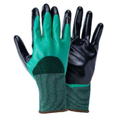Перчатки трикотажные Sigma с двойным нитриловым покрытием зелено-черные манжет р9 (9443591)
