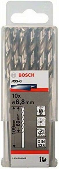 Сверло по металлу Bosch HSS-G 6.8х109 мм, 10 шт. (2608595069) изображение 2