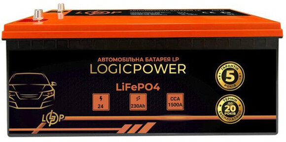 Автомобільний акумулятор Logicpower LiFePO4 BMS 1500 A, 25.6В, 230 Аг (24774)