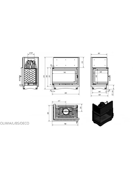 Каминная топка Kratki OLIWIA 18 DECO (OLIWIA/L/BS/DECO) изображение 5