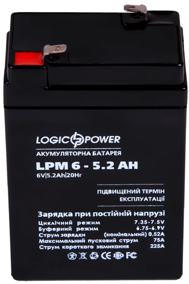Акумулятор Logicpower AGM LPM 6-5.2 AH фото 2