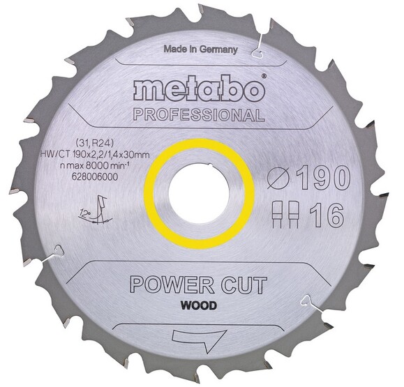 Пильний диск Metabo PowerCutProf 165x20 14FZ/FA 10 град. (628292000)