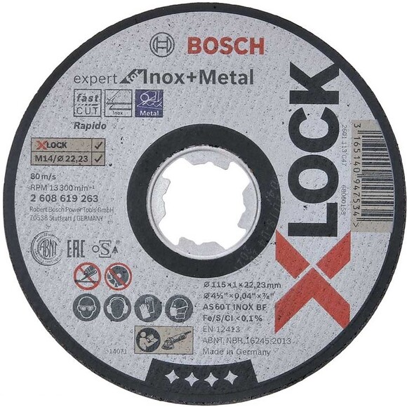 Круг відрізний Bosch X-Lock Expert for Metal & Inox 115x1x22.23 мм (2608619263)