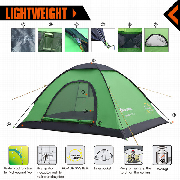 Палатка KingCamp Modena 2 (KT3036) Green изображение 7