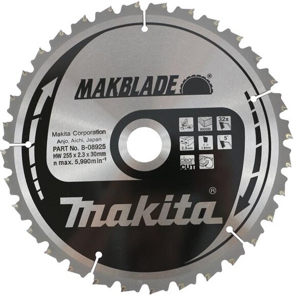 Пильний диск Makita MAKBlade по дереву 255x30 32T (B-08925)